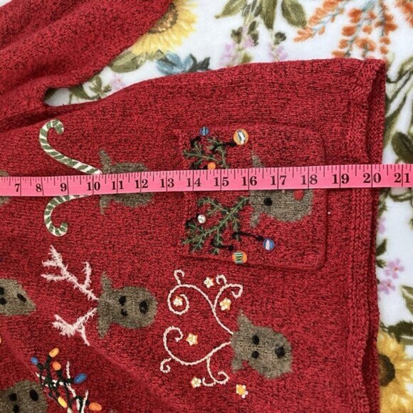 Vintage Northern Isles Sweater Christmas Reindeer 2004 Y2K Knit Beaded Xmas - Picture 9 of 9